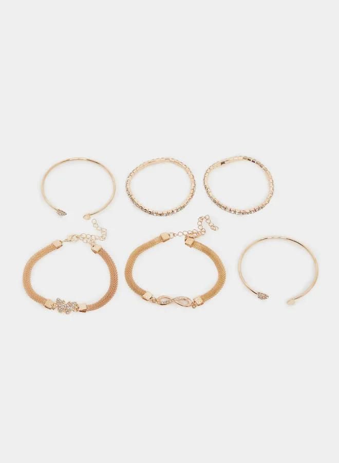 Pack of 2 - Embellished Gold Tone Bracelet